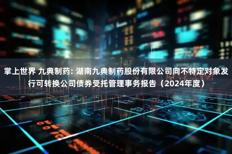 掌上世界 九典制药: 湖南九典制药股份有限公司向不特定对象发行可转换公司债券受托管理事务报告（2024年度）
